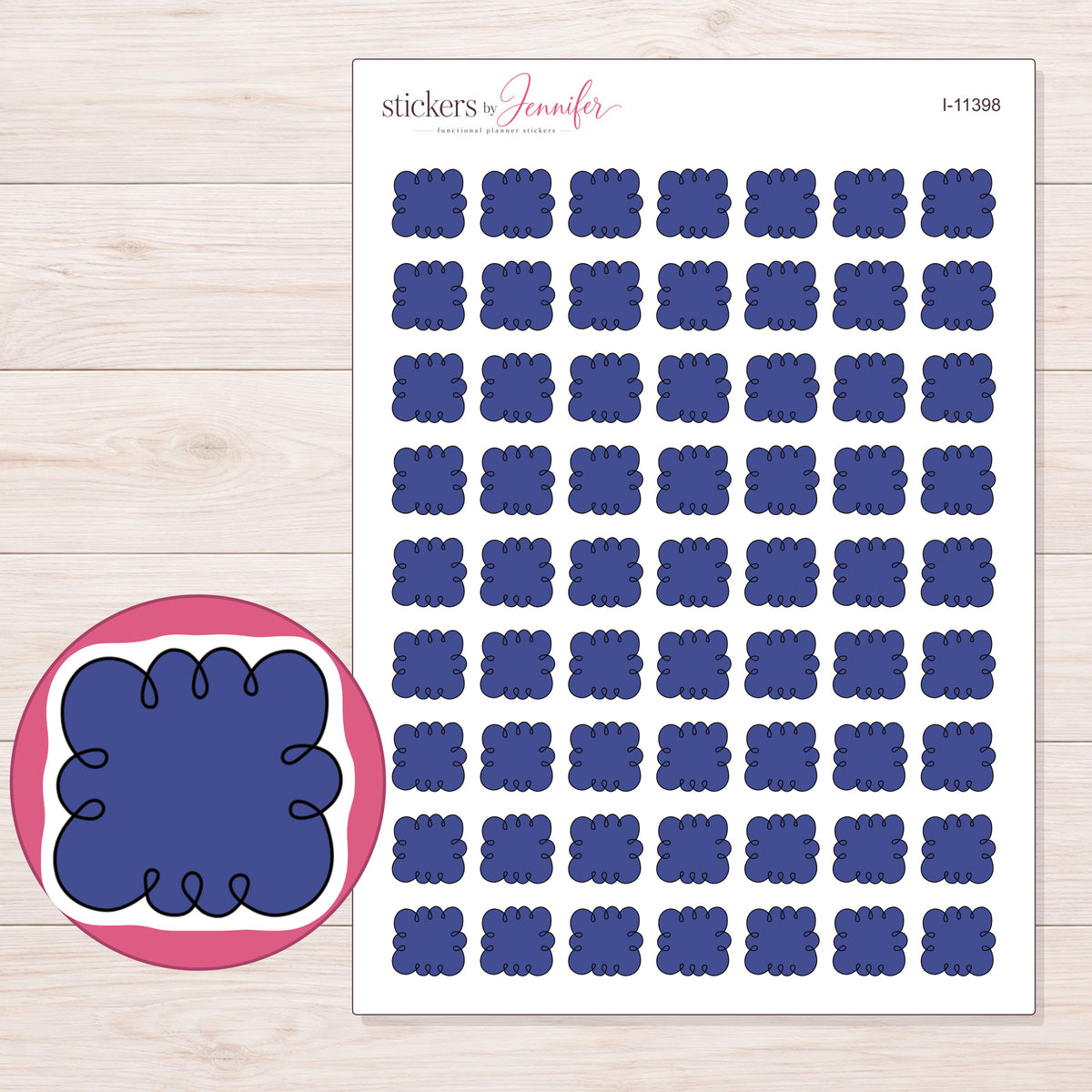 I-11398 planner sticker sheet with enlarged sticker detail