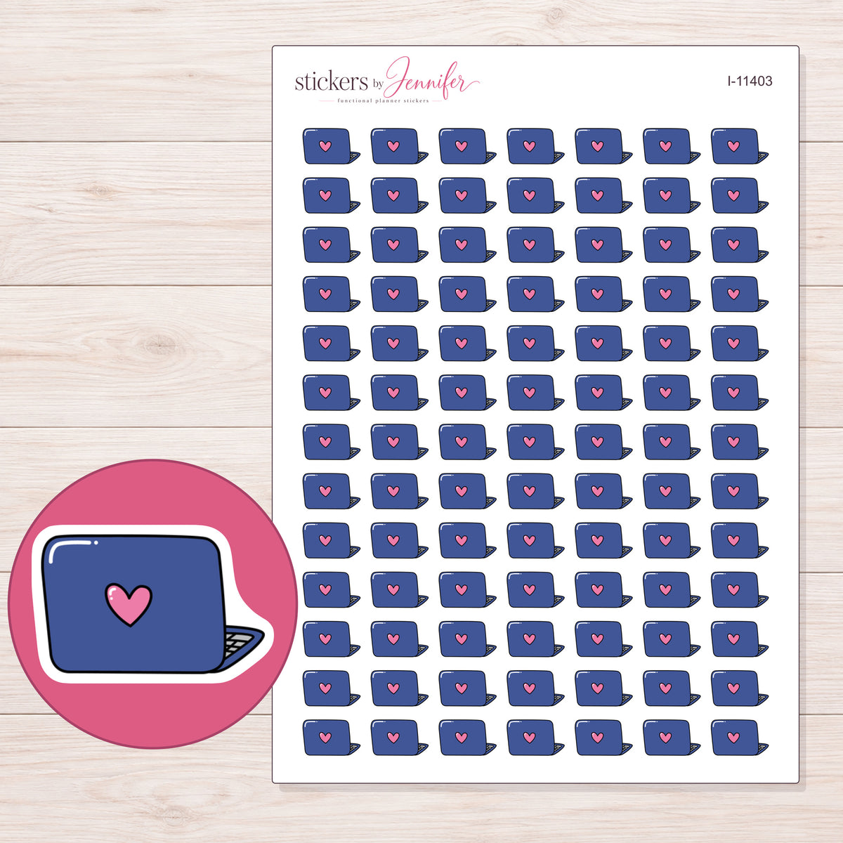 I-11403 planner sticker sheet with enlarged sticker detail
