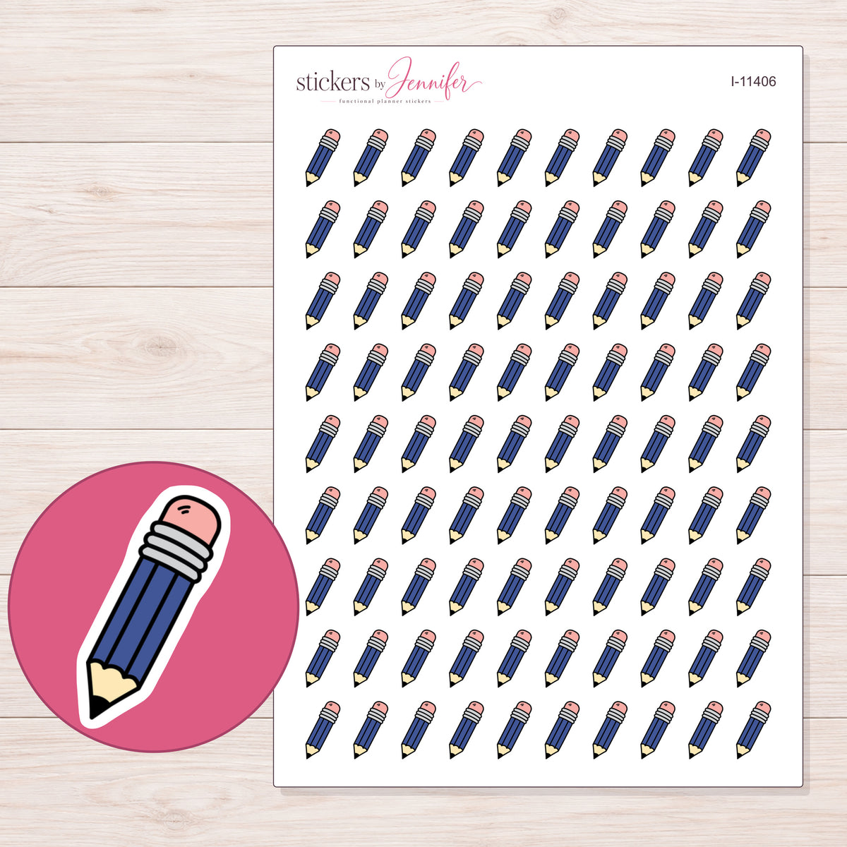 I-11406 planner sticker sheet with enlarged sticker detail