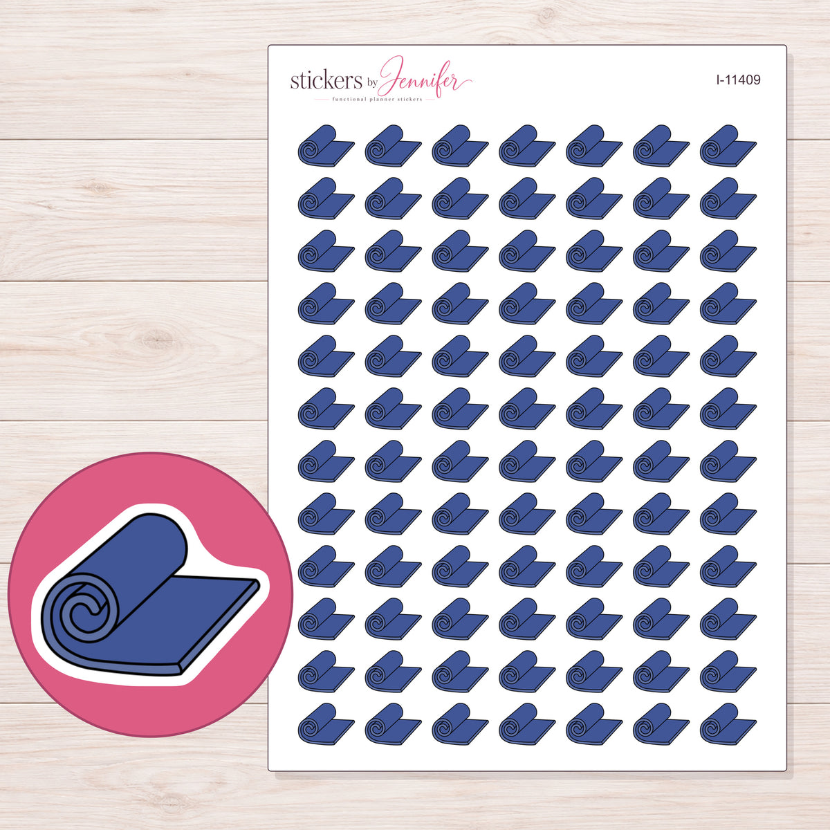 I-11409 planner sticker sheet with enlarged sticker detail