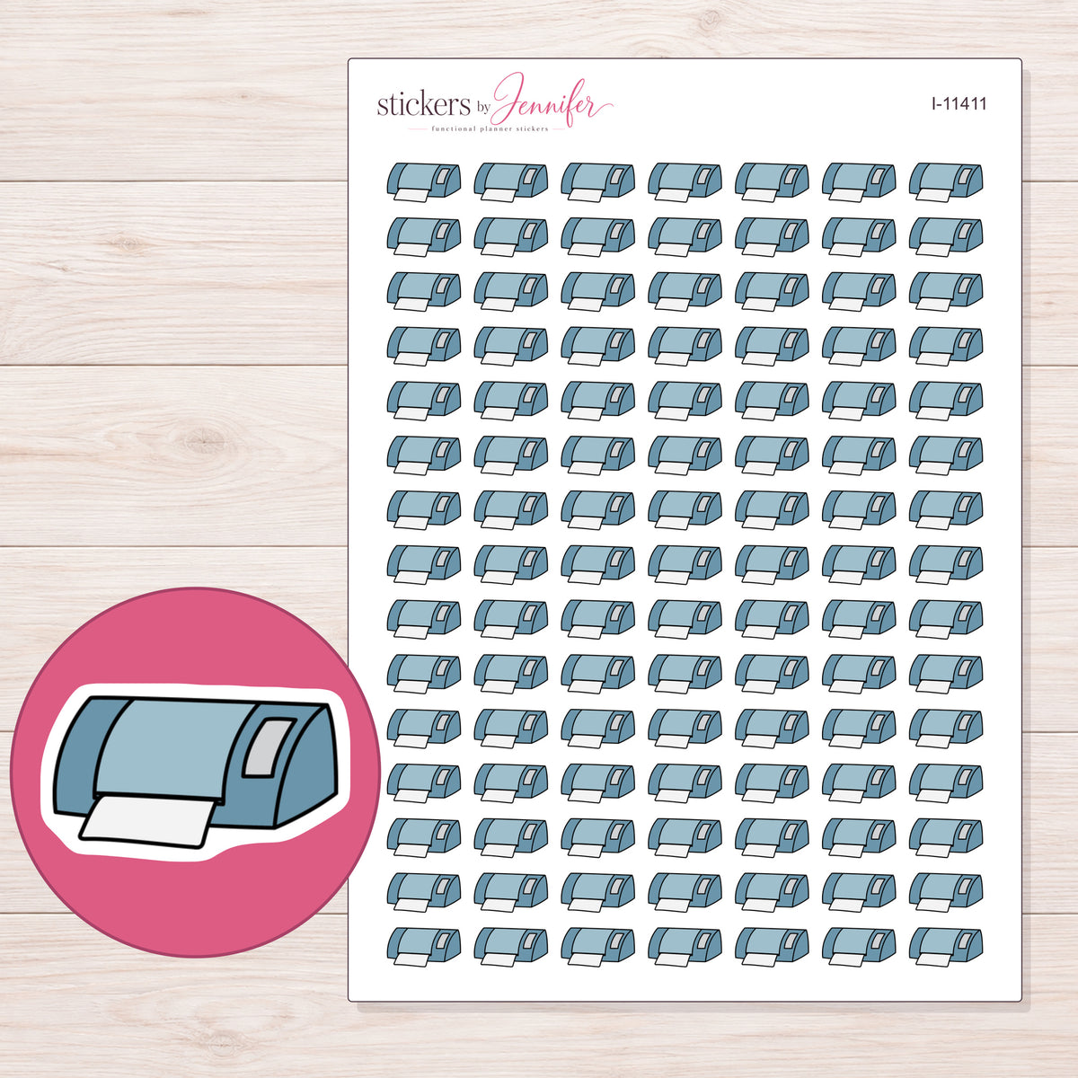 I-11411 planner sticker sheet with enlarged sticker detail