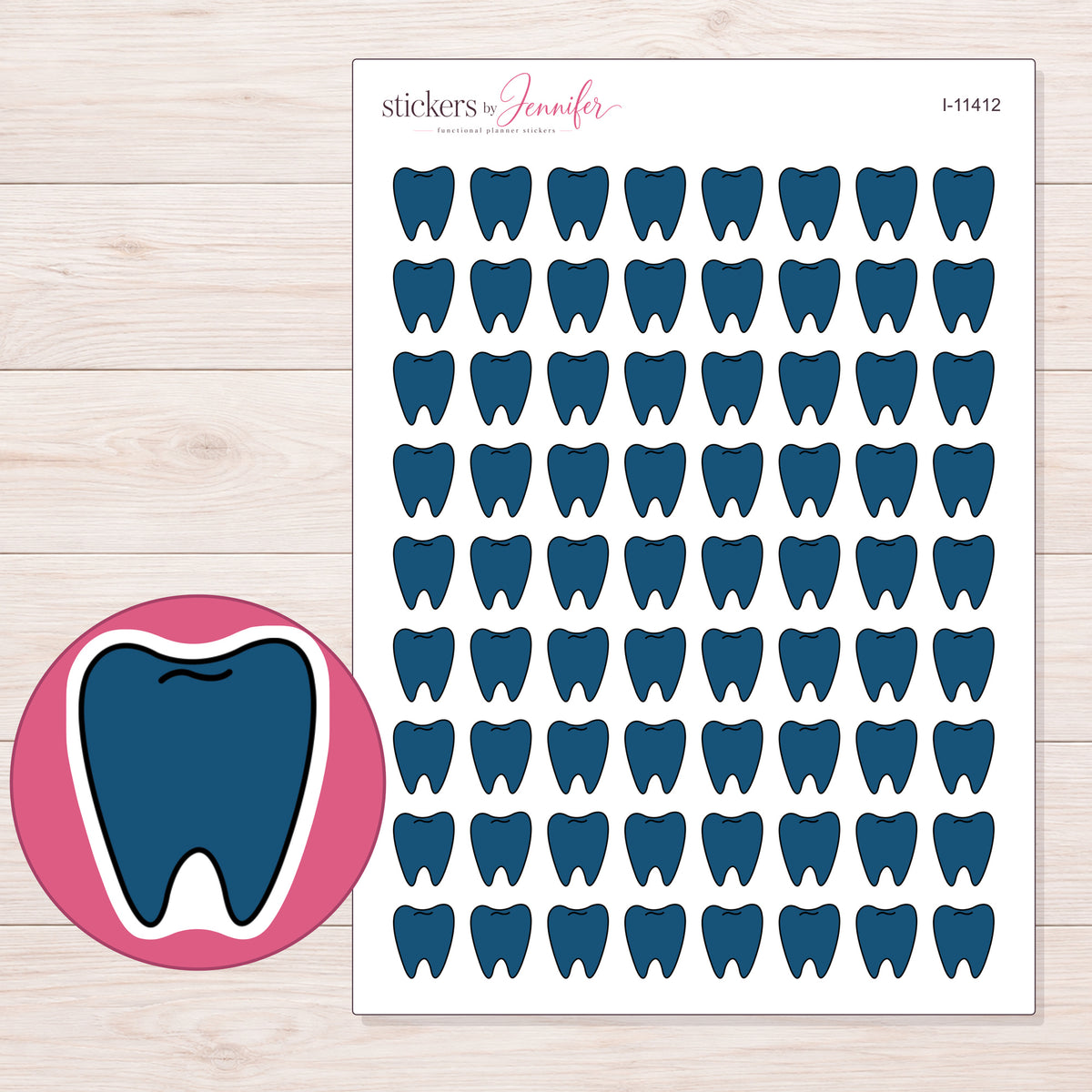 I-11412 planner sticker sheet with enlarged sticker detail