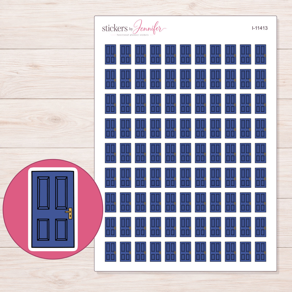 I-11413 planner sticker sheet with enlarged sticker detail