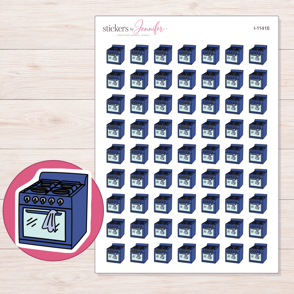 I-11416 planner sticker sheet with enlarged sticker detail