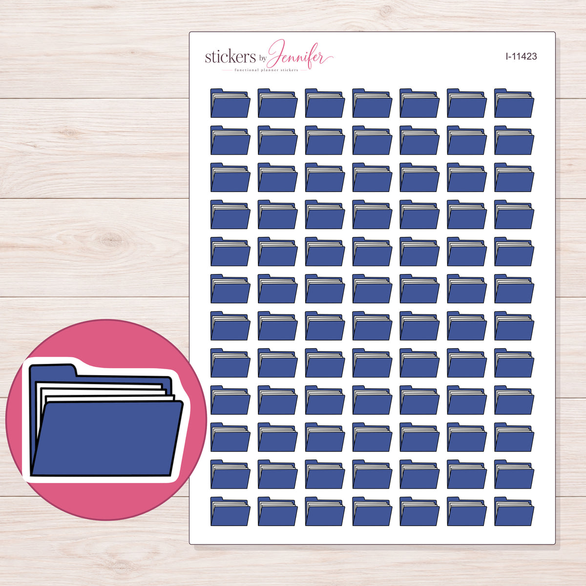 I-11423 planner sticker sheet with enlarged sticker detail