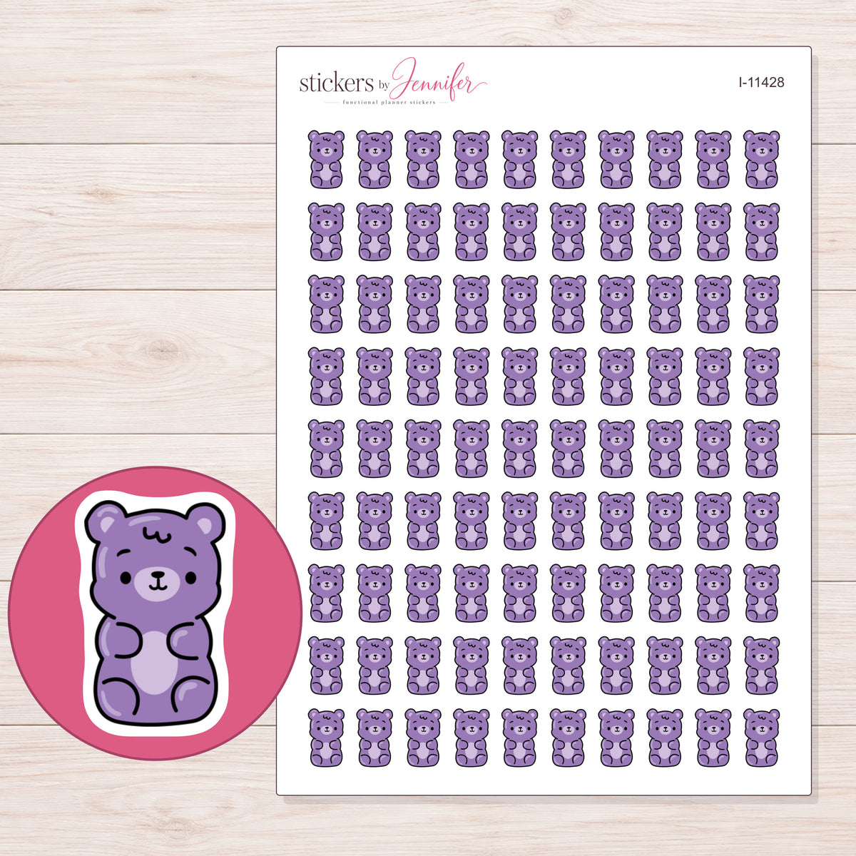 I-11428 planner sticker sheet with enlarged sticker detail