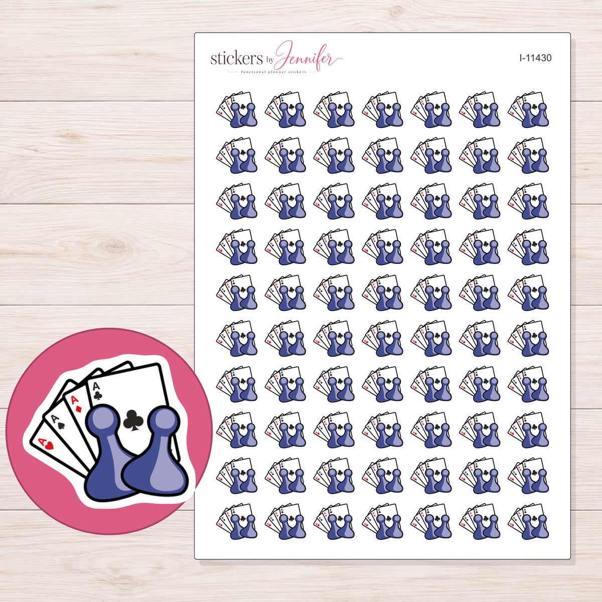 I-11430 planner sticker sheet with enlarged sticker detail