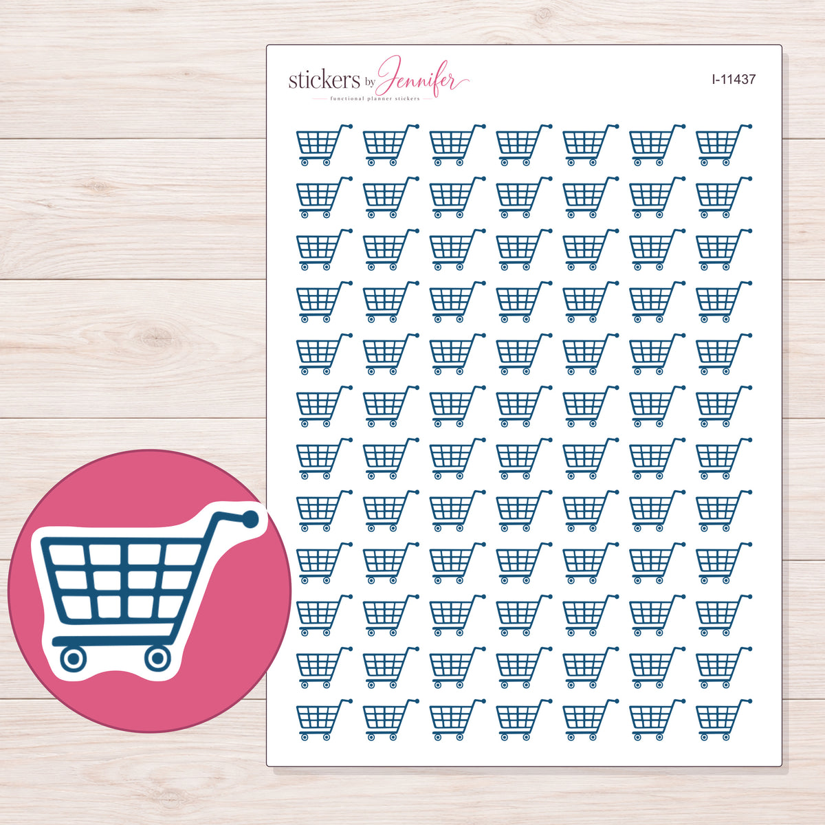 I-11437 planner sticker sheet with enlarged sticker detail