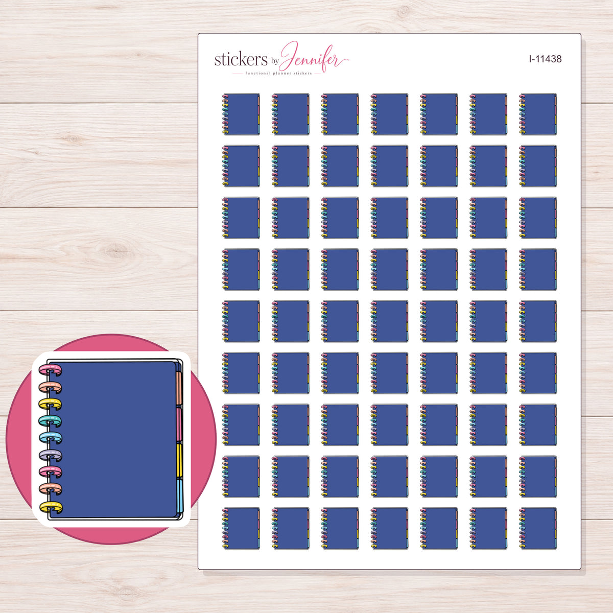 I-11438 planner sticker sheet with enlarged sticker detail