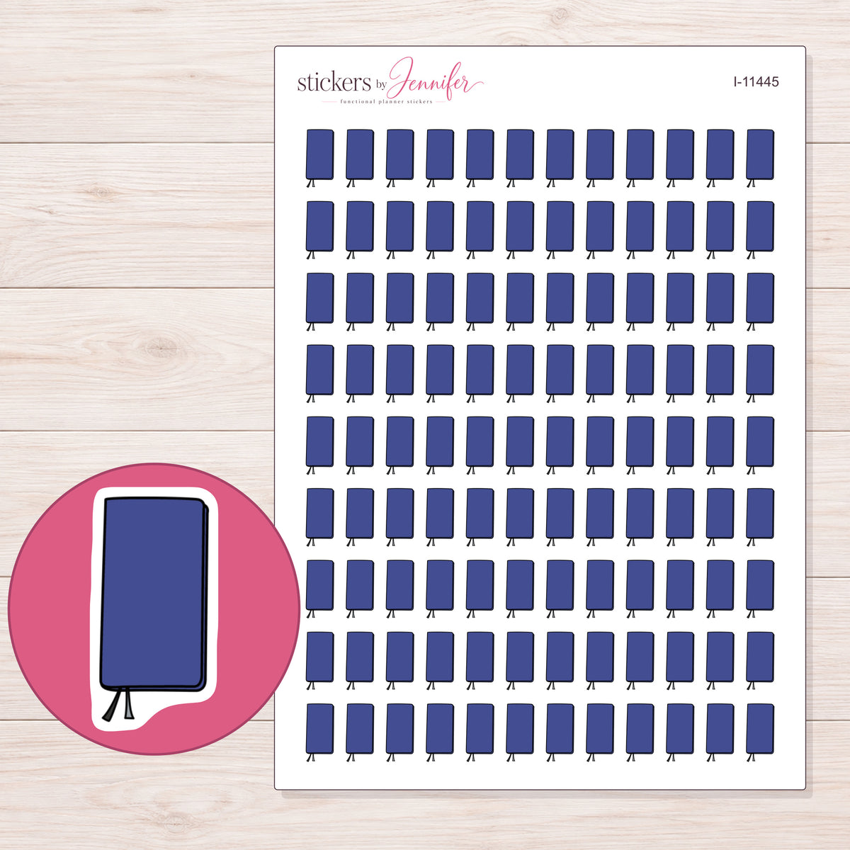 I-11445 planner sticker sheet with enlarged sticker detail