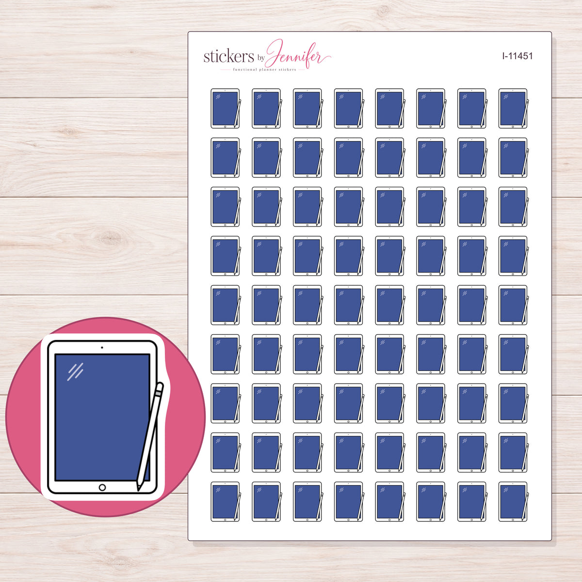 I-11451 planner sticker sheet with enlarged sticker detail