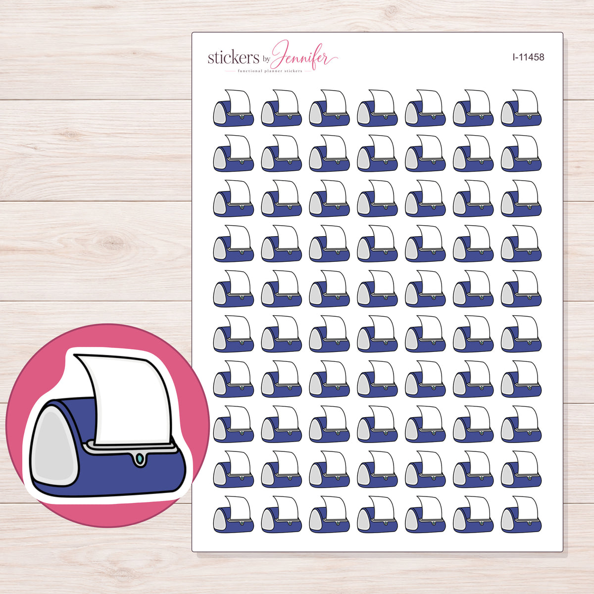 I-11458 planner sticker sheet with enlarged sticker detail