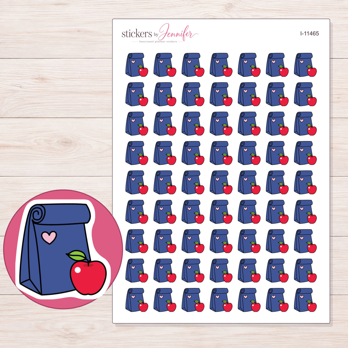 I-11465 planner sticker sheet with enlarged sticker detail