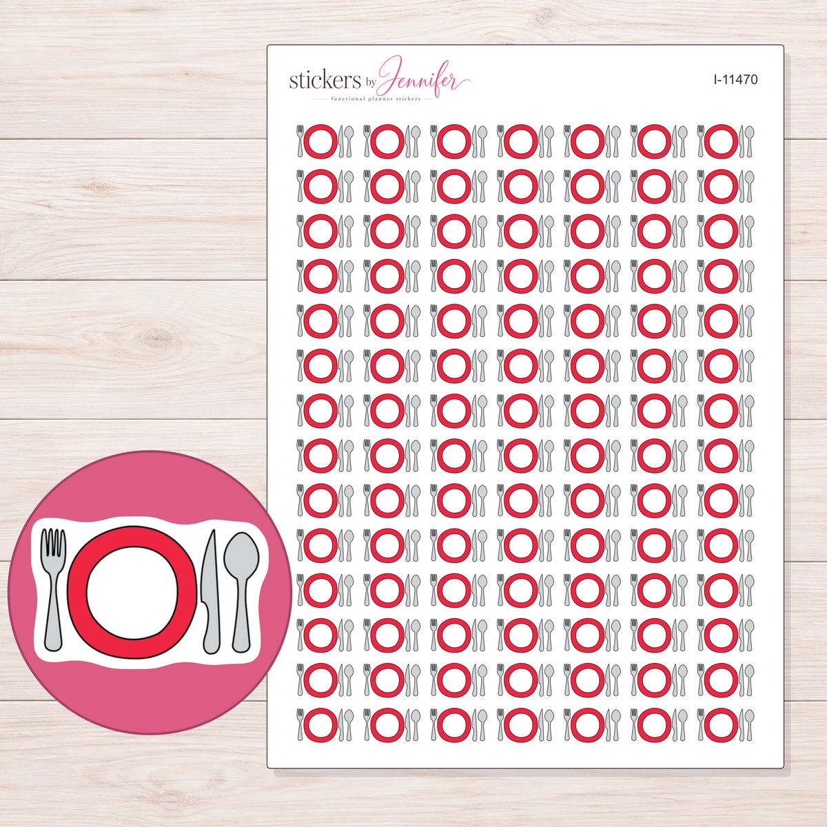 I-11470 planner sticker sheet with enlarged sticker detail