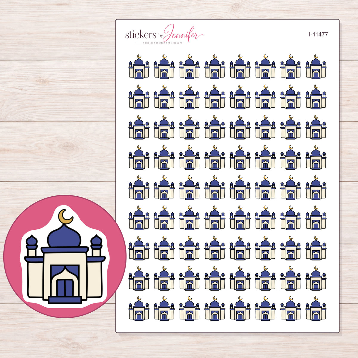 I-11477 planner sticker sheet with enlarged sticker detail