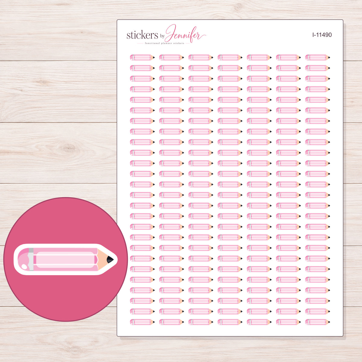 I-11490 planner sticker sheet with enlarged sticker detail