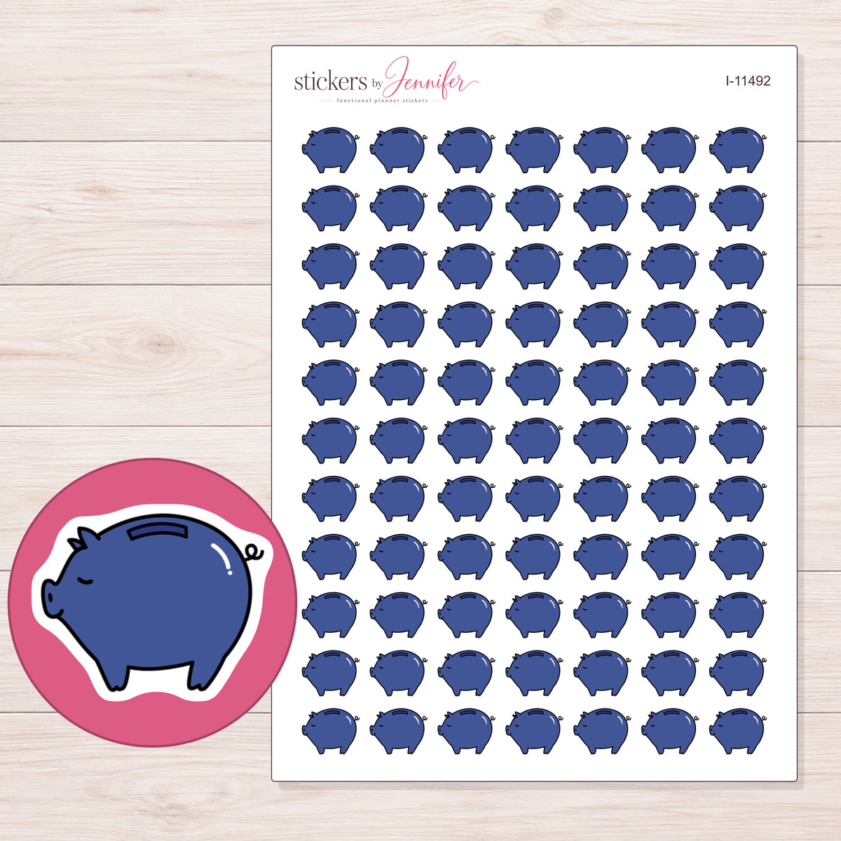 I-11492 planner sticker sheet with enlarged sticker detail