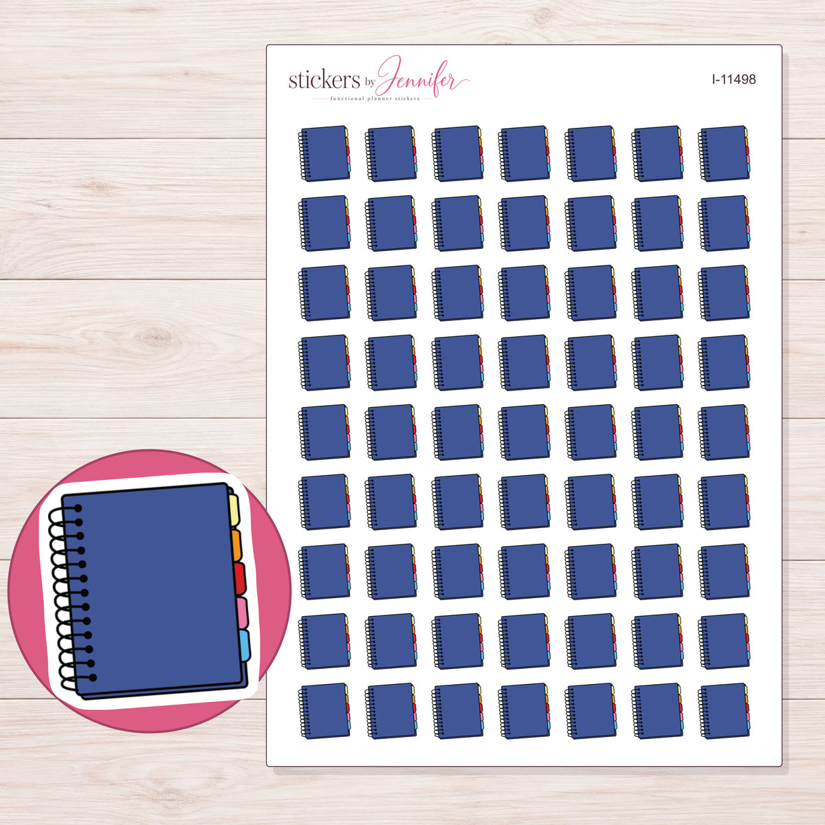 I-11498 planner sticker sheet with enlarged sticker detail