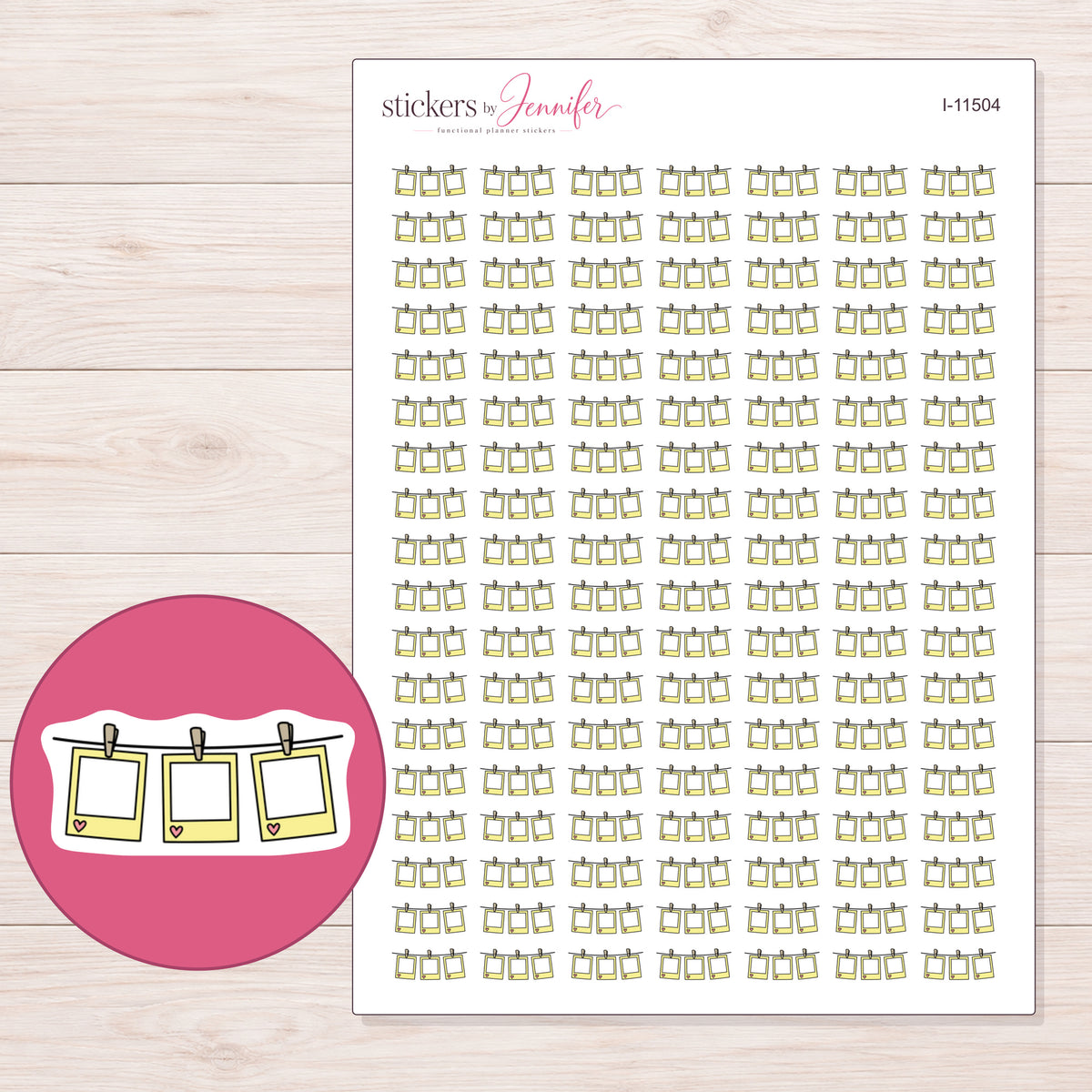 I-11504 planner sticker sheet with enlarged sticker detail