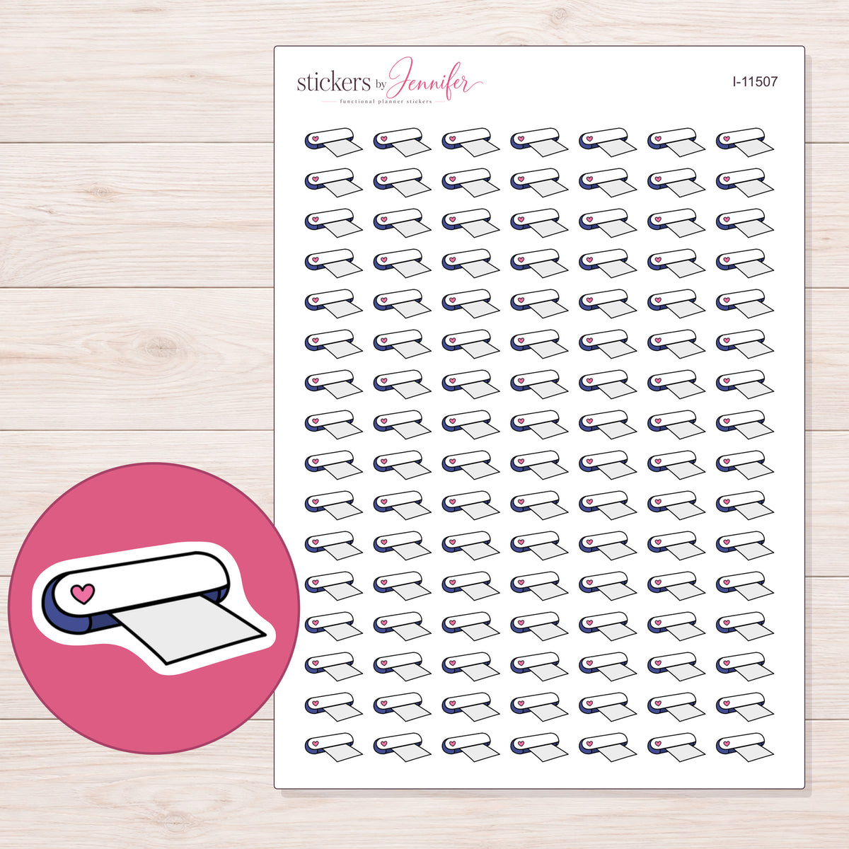I-11507 planner sticker sheet with enlarged sticker detail