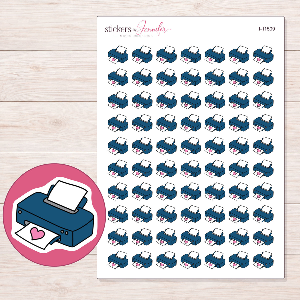 I-11509 planner sticker sheet with enlarged sticker detail