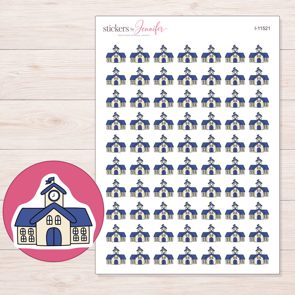 I-11521 planner sticker sheet with enlarged sticker detail
