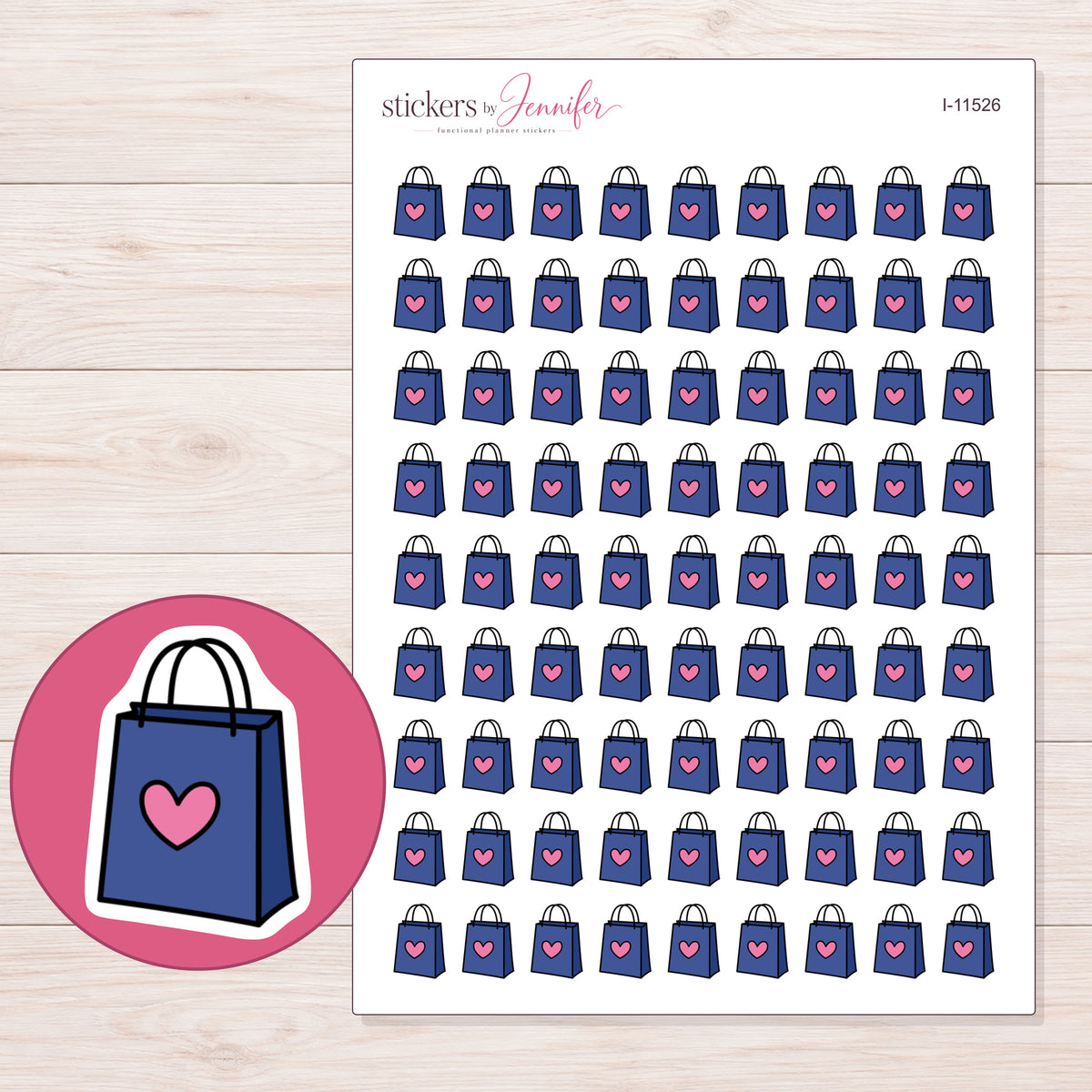 I-11526 planner sticker sheet with enlarged sticker detail