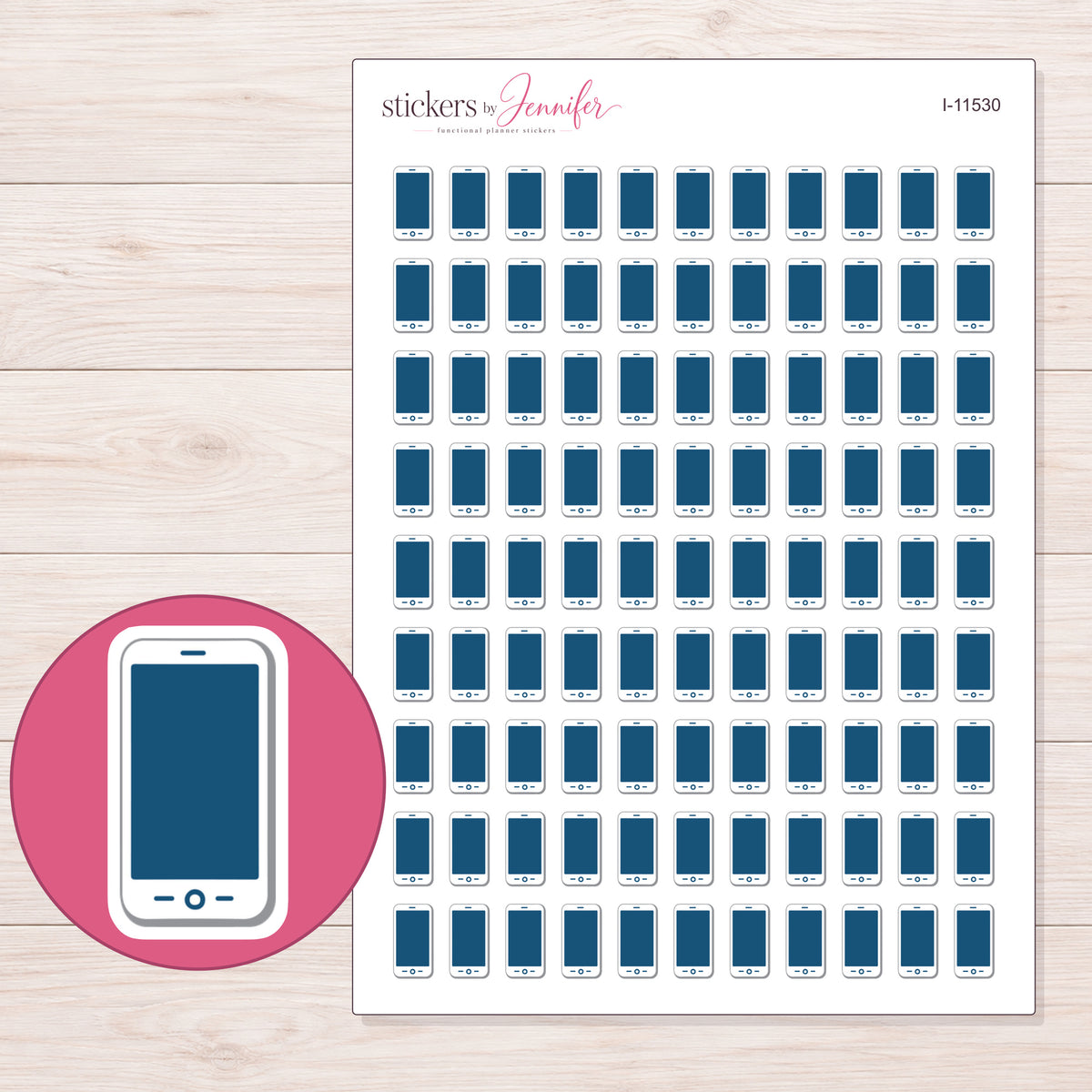 I-11530 planner sticker sheet with enlarged sticker detail