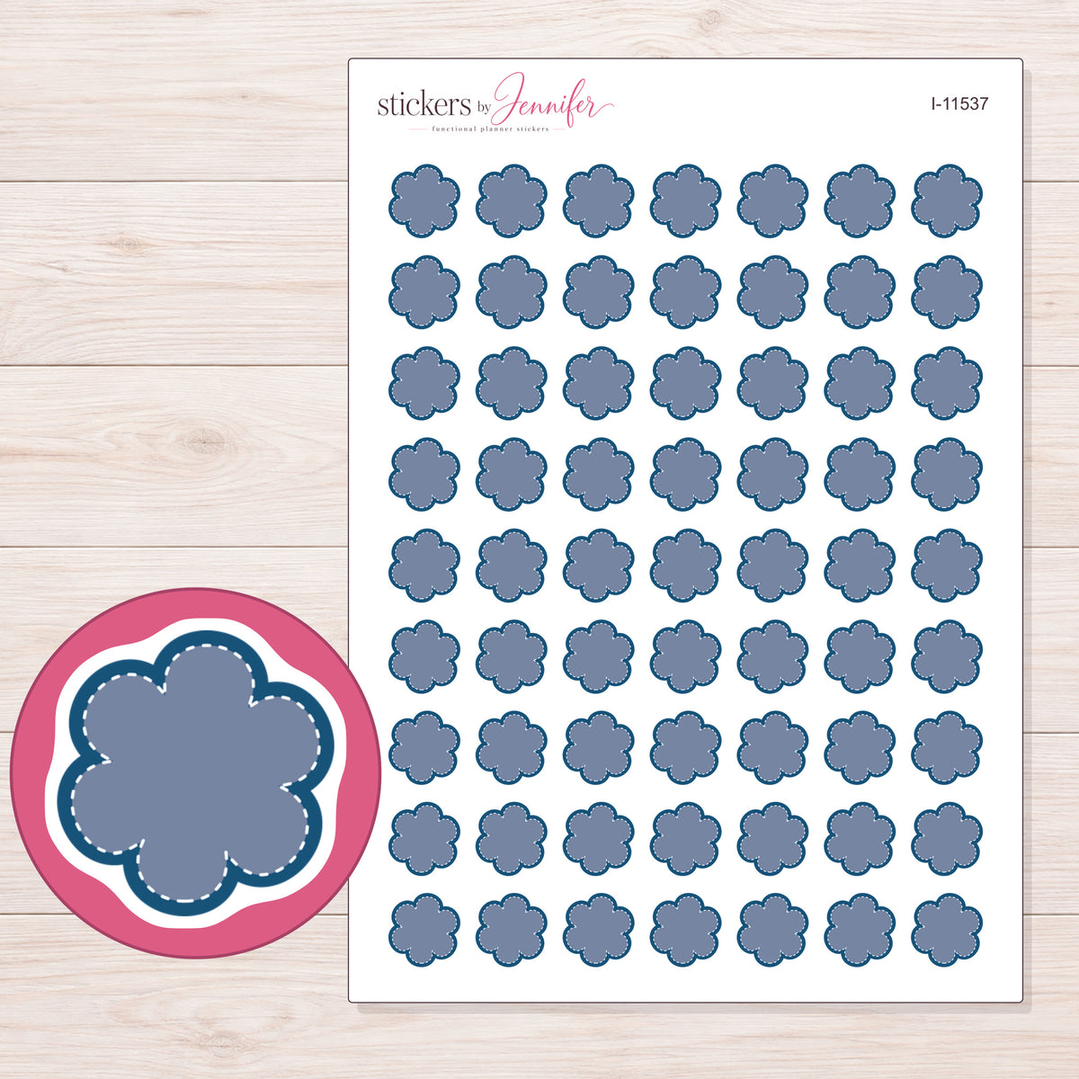 I-11537 planner sticker sheet with enlarged sticker detail