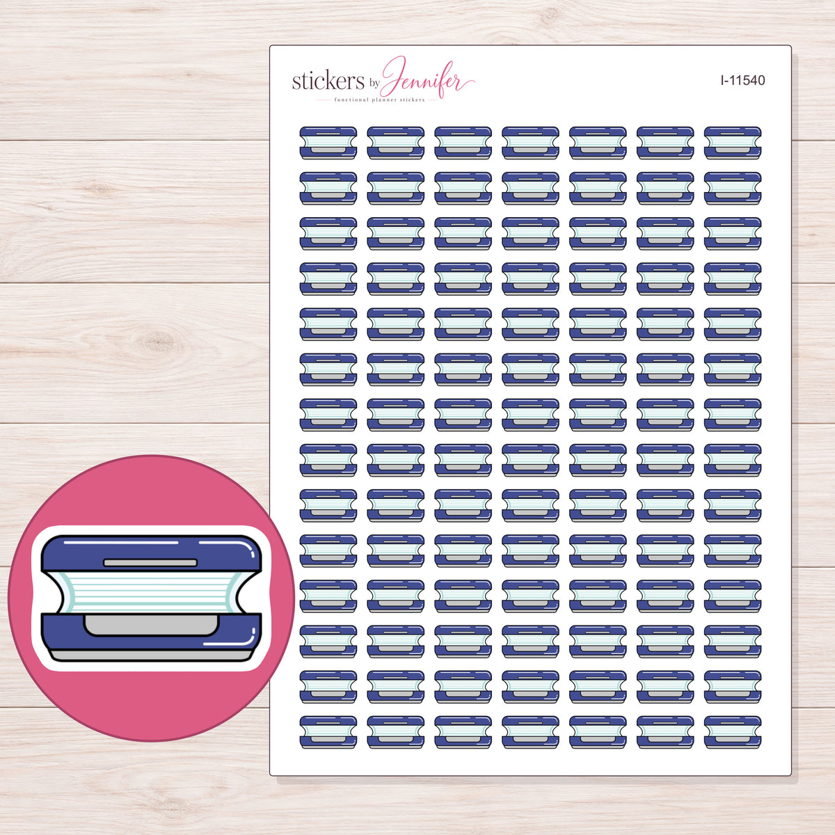 I-11540 planner sticker sheet with enlarged sticker detail