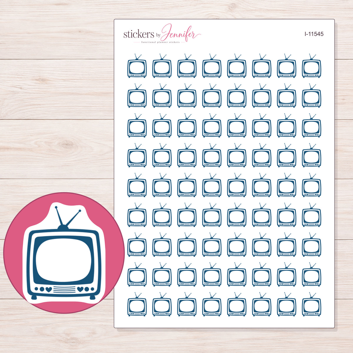 I-11545 planner sticker sheet with enlarged sticker detail
