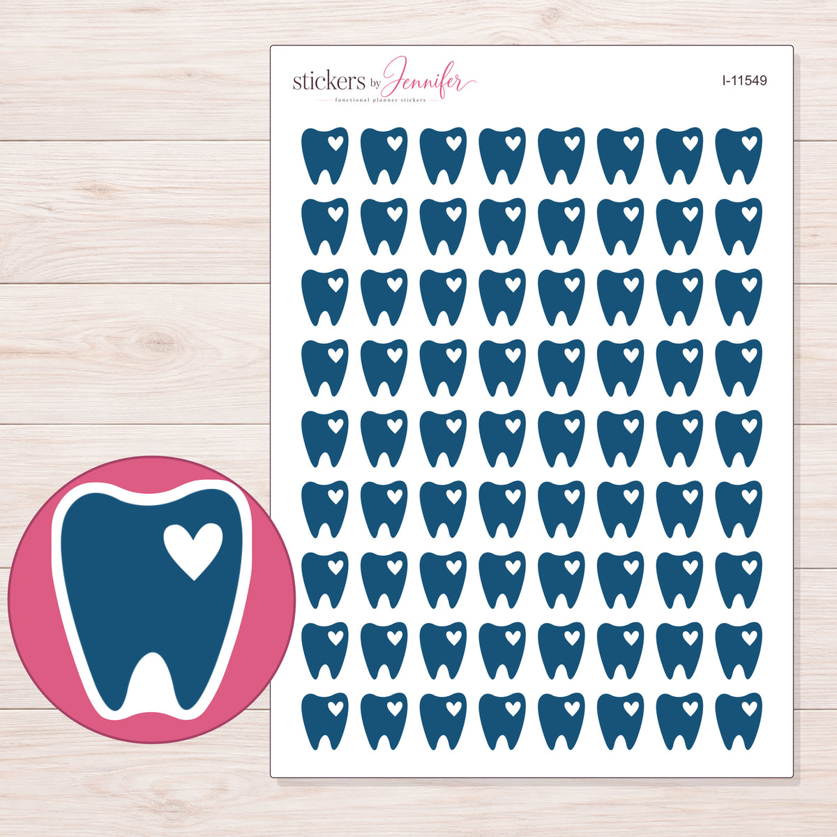 I-11549 planner sticker sheet with enlarged sticker detail