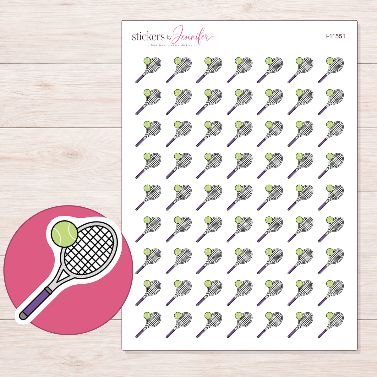 I-11551 planner sticker sheet with enlarged sticker detail