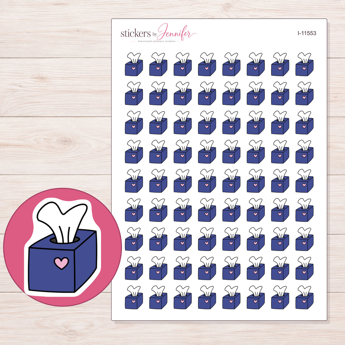 I-11553 planner sticker sheet with enlarged sticker detail