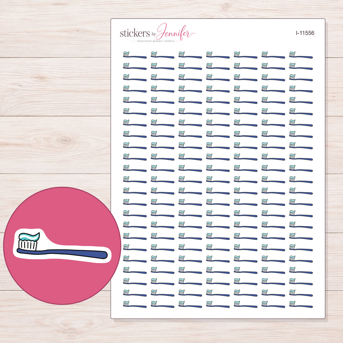 I-11556 planner sticker sheet with enlarged sticker detail