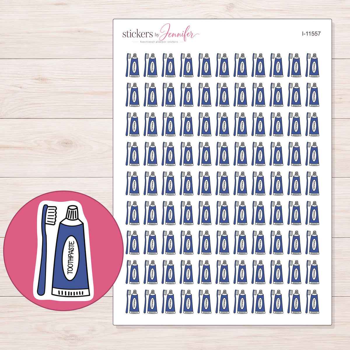 I-11557 planner sticker sheet with enlarged sticker detail