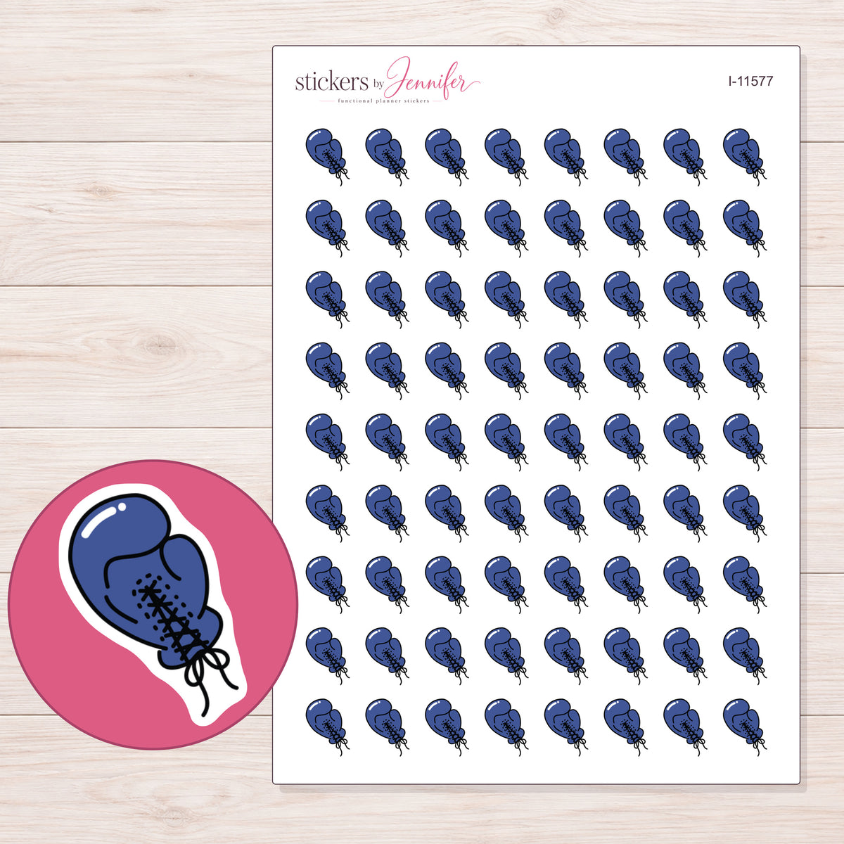 I-11577 planner sticker sheet with enlarged sticker detail