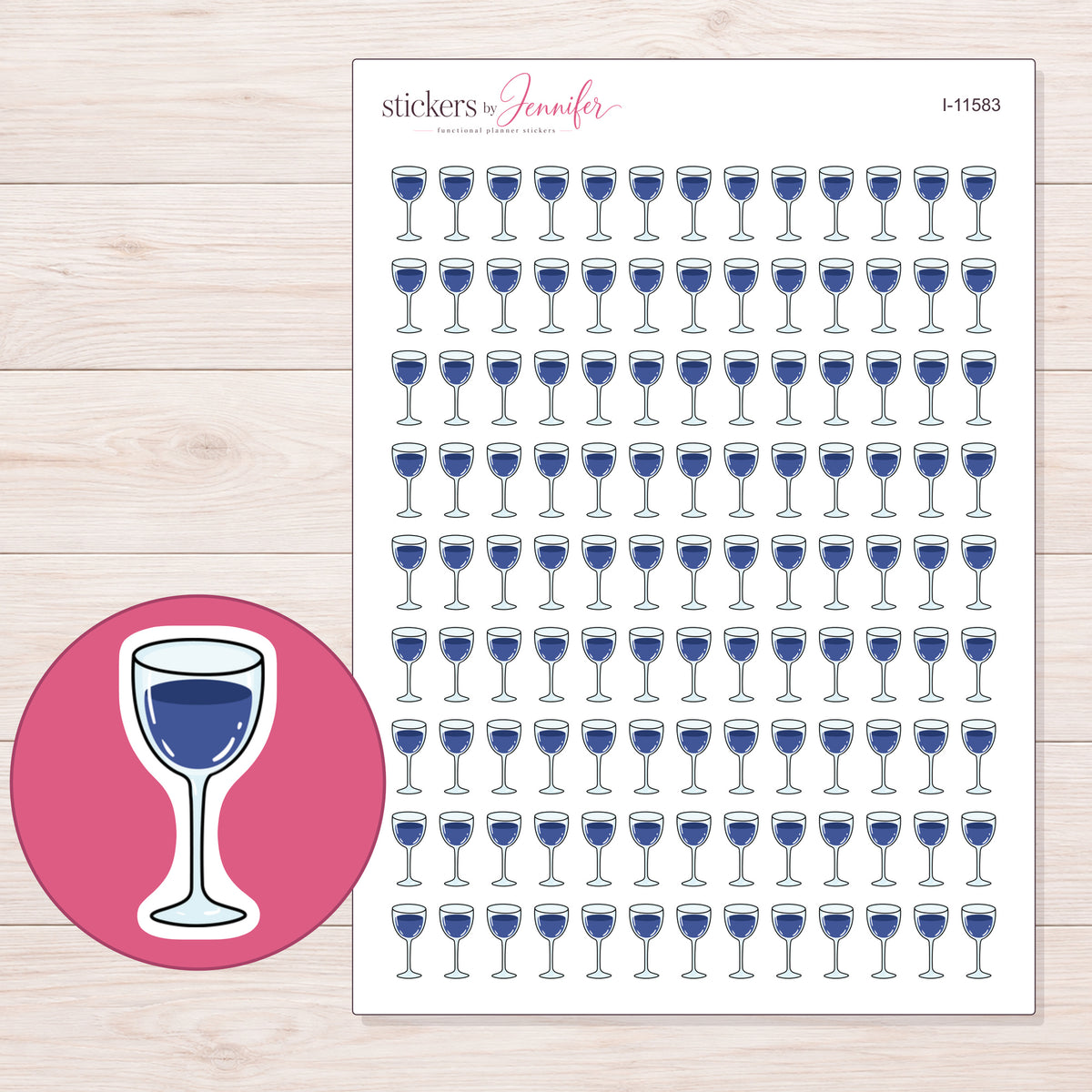 I-11583 planner sticker sheet with enlarged sticker detail