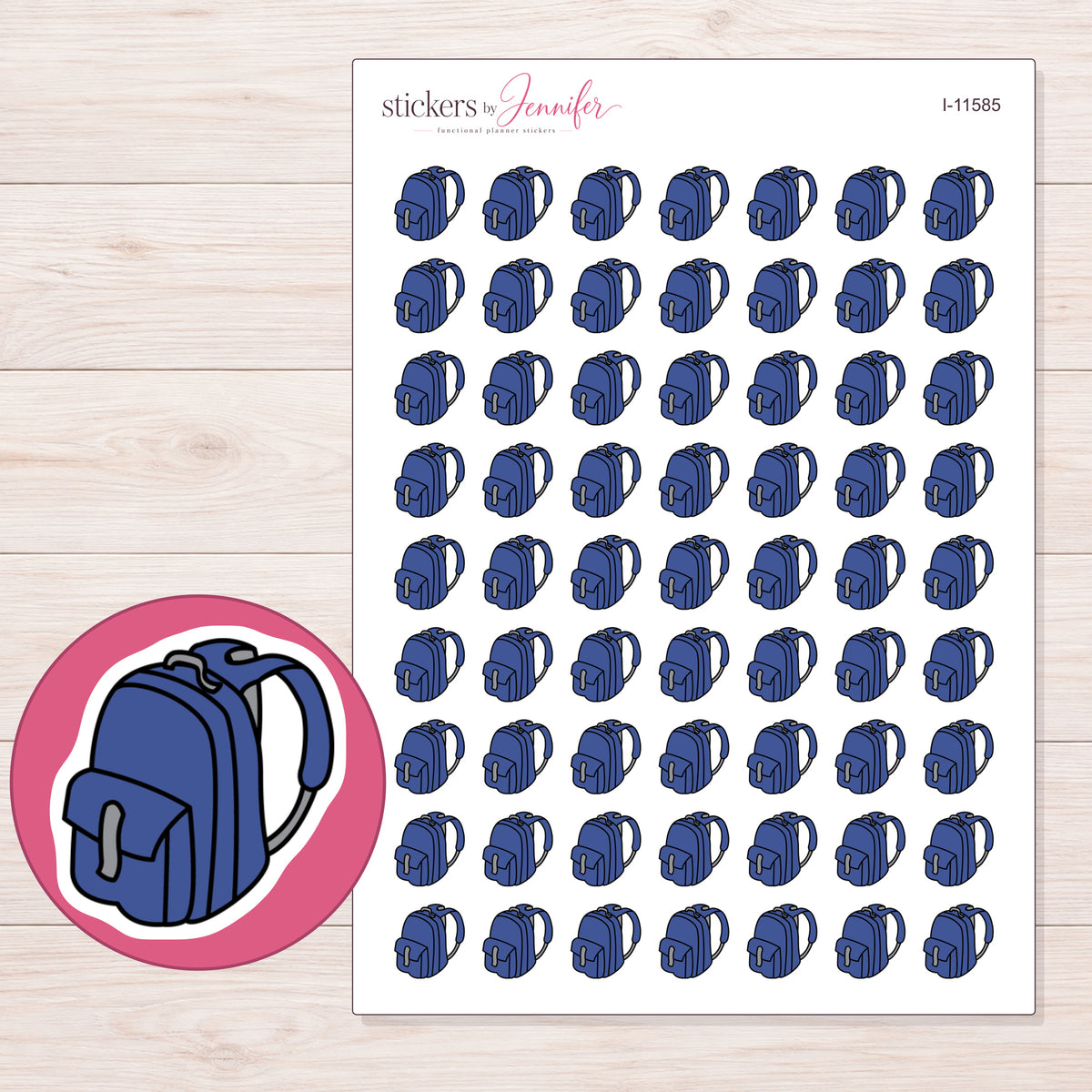 I-11585 planner sticker sheet with enlarged sticker detail