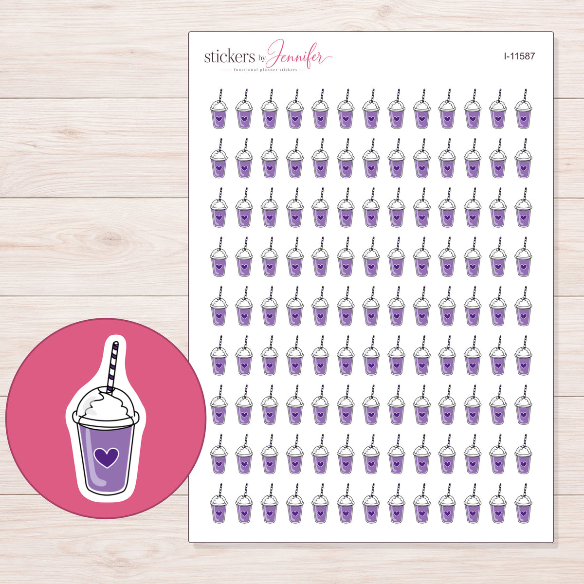 I-11587 planner sticker sheet with enlarged sticker detail