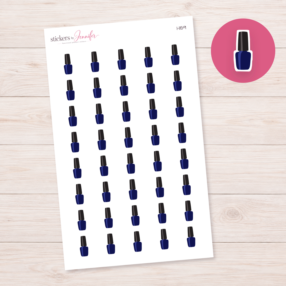 Navy Nail Polish Bottle Planner Stickers | I-1159