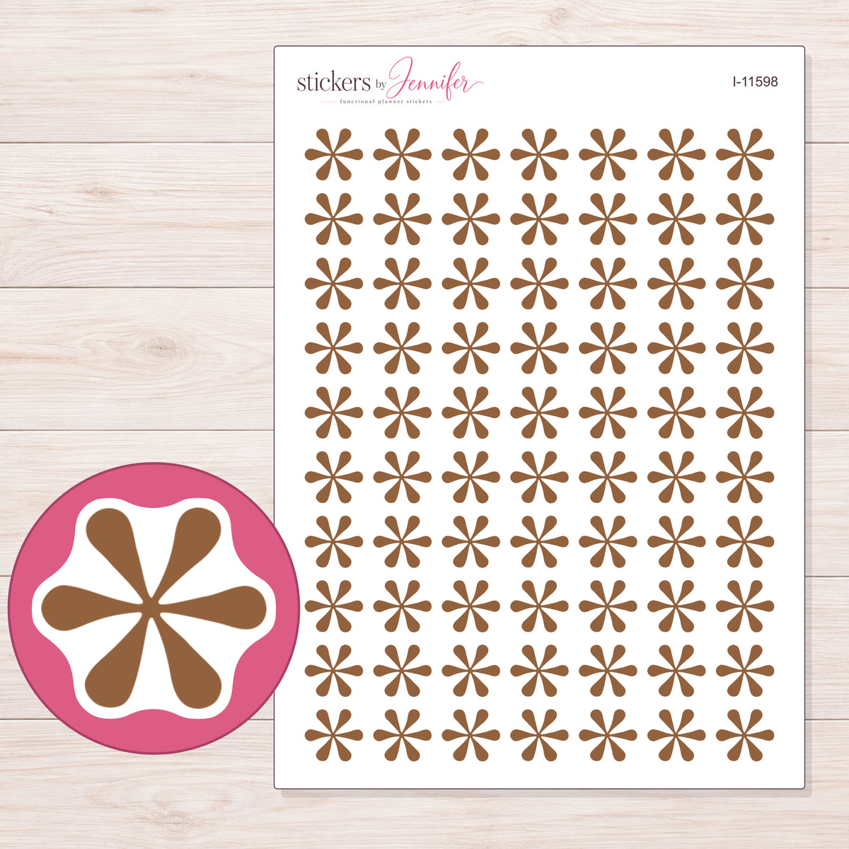 I-11598 planner sticker sheet with enlarged sticker detail