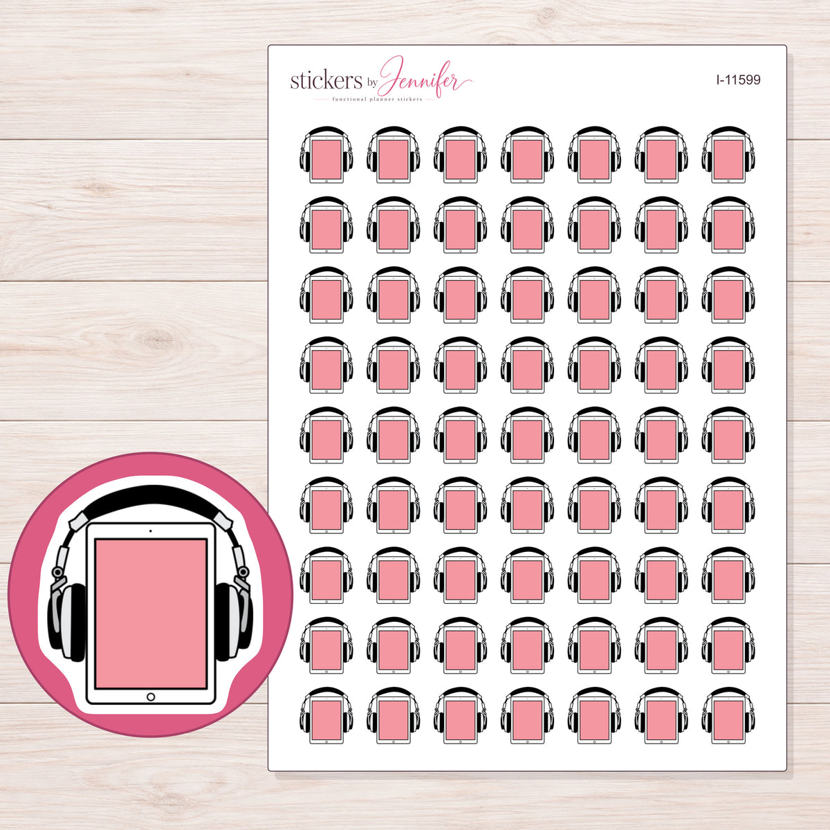 I-11599 planner sticker sheet with enlarged sticker detail