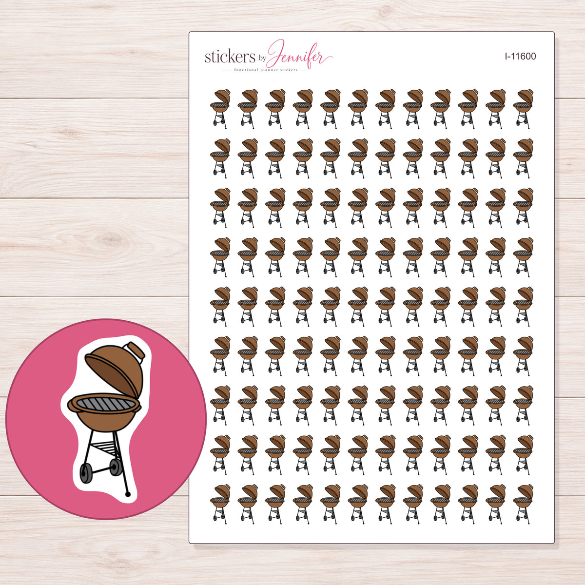 I-11600 planner sticker sheet with enlarged sticker detail