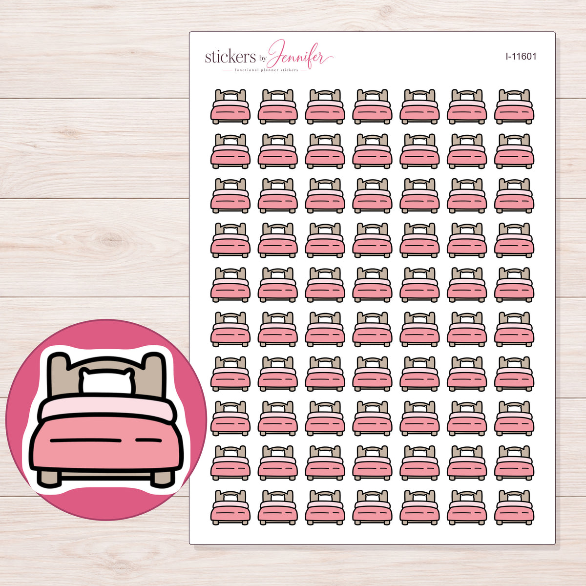 I-11601 planner sticker sheet with enlarged sticker detail