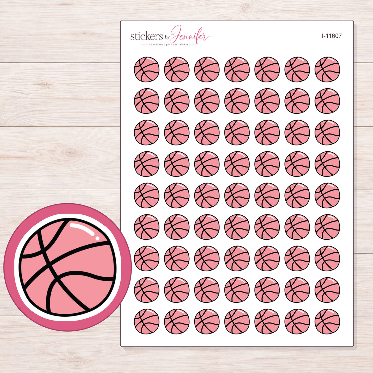 I-11607 planner sticker sheet with enlarged sticker detail
