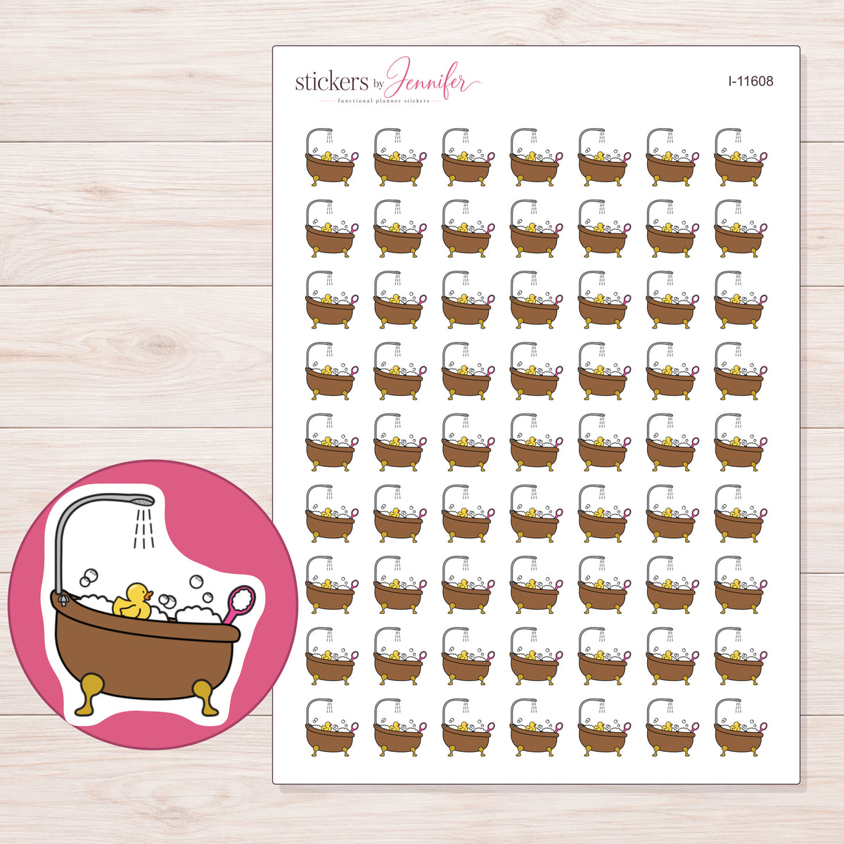I-11608 planner sticker sheet with enlarged sticker detail
