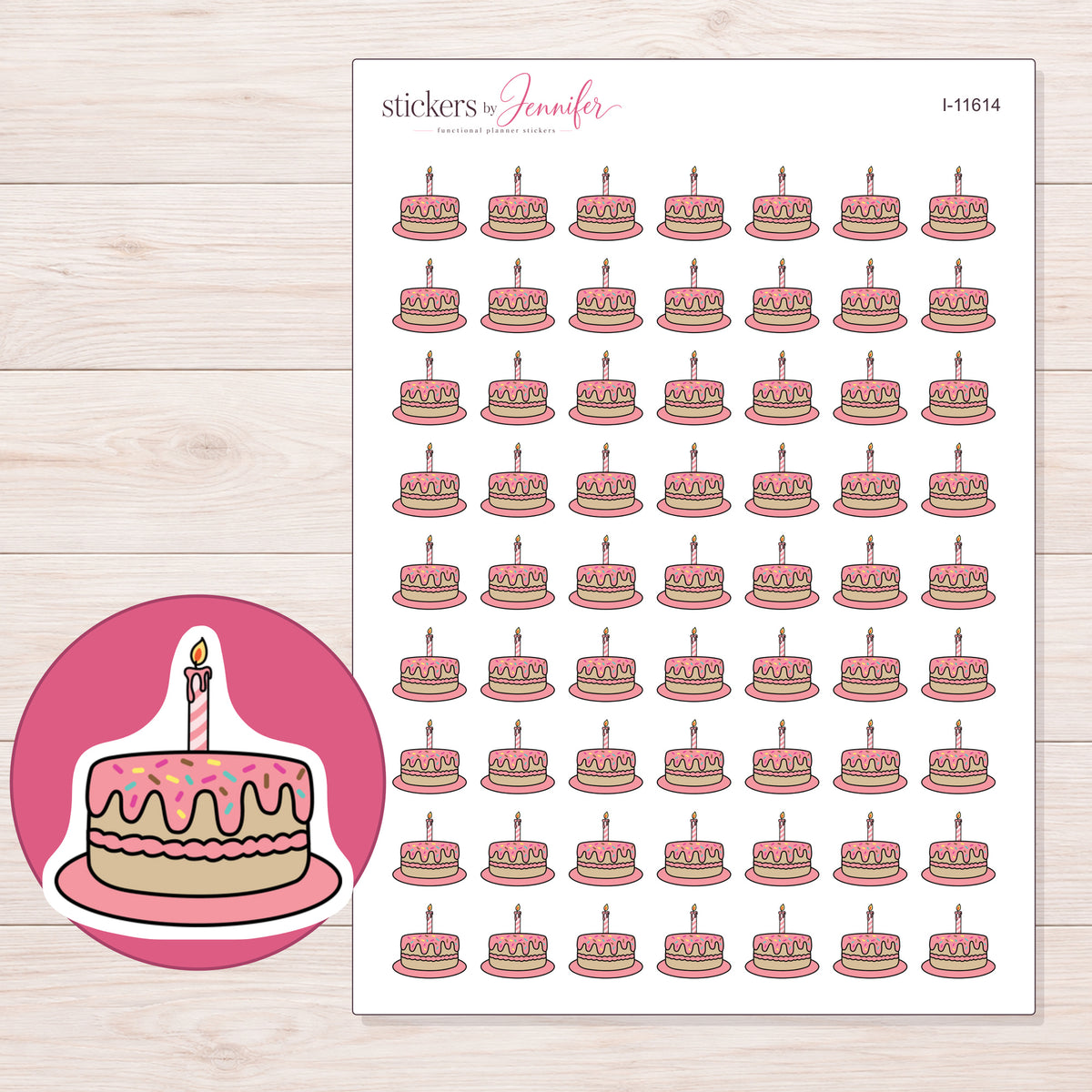I-11614 planner sticker sheet with enlarged sticker detail