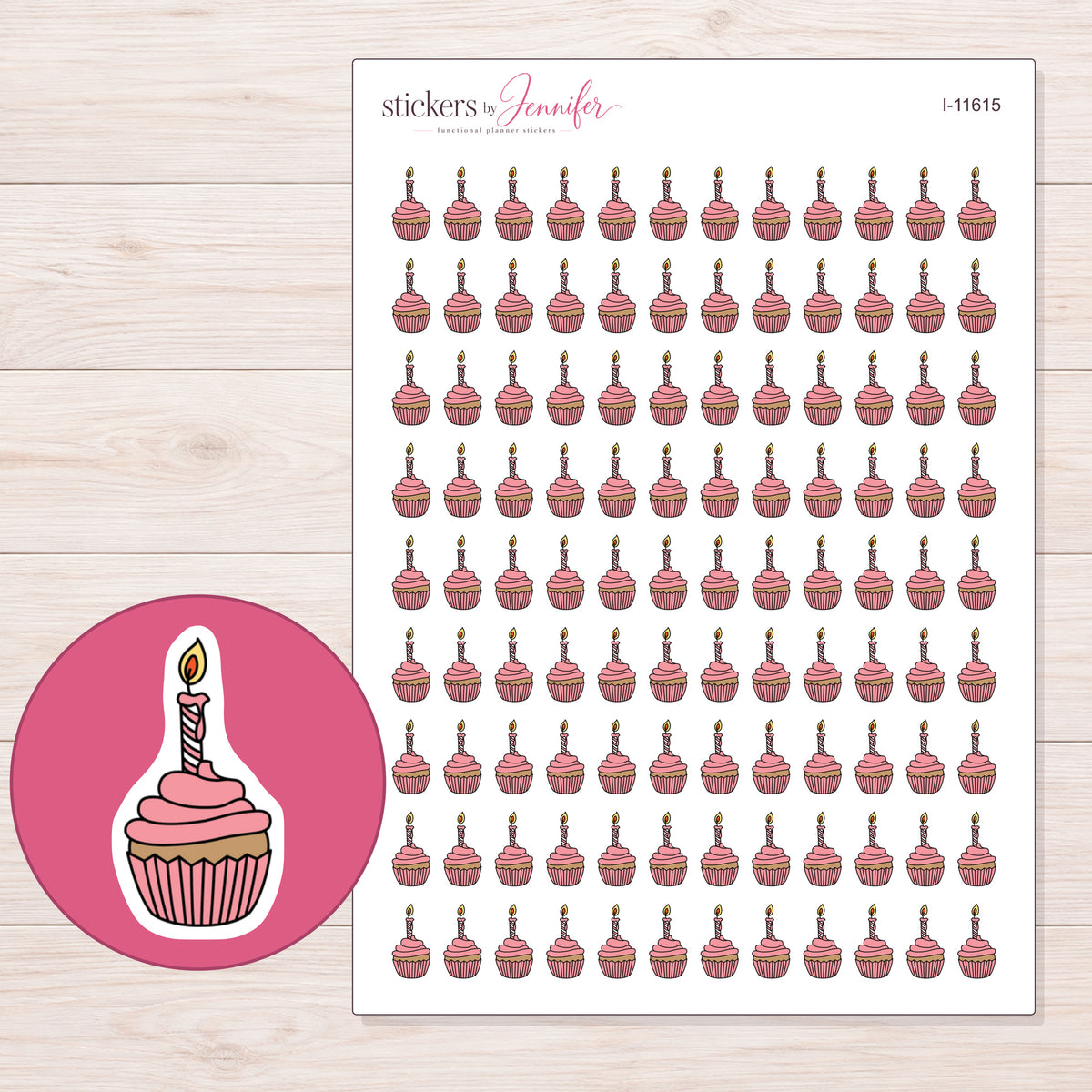 I-11615 planner sticker sheet with enlarged sticker detail