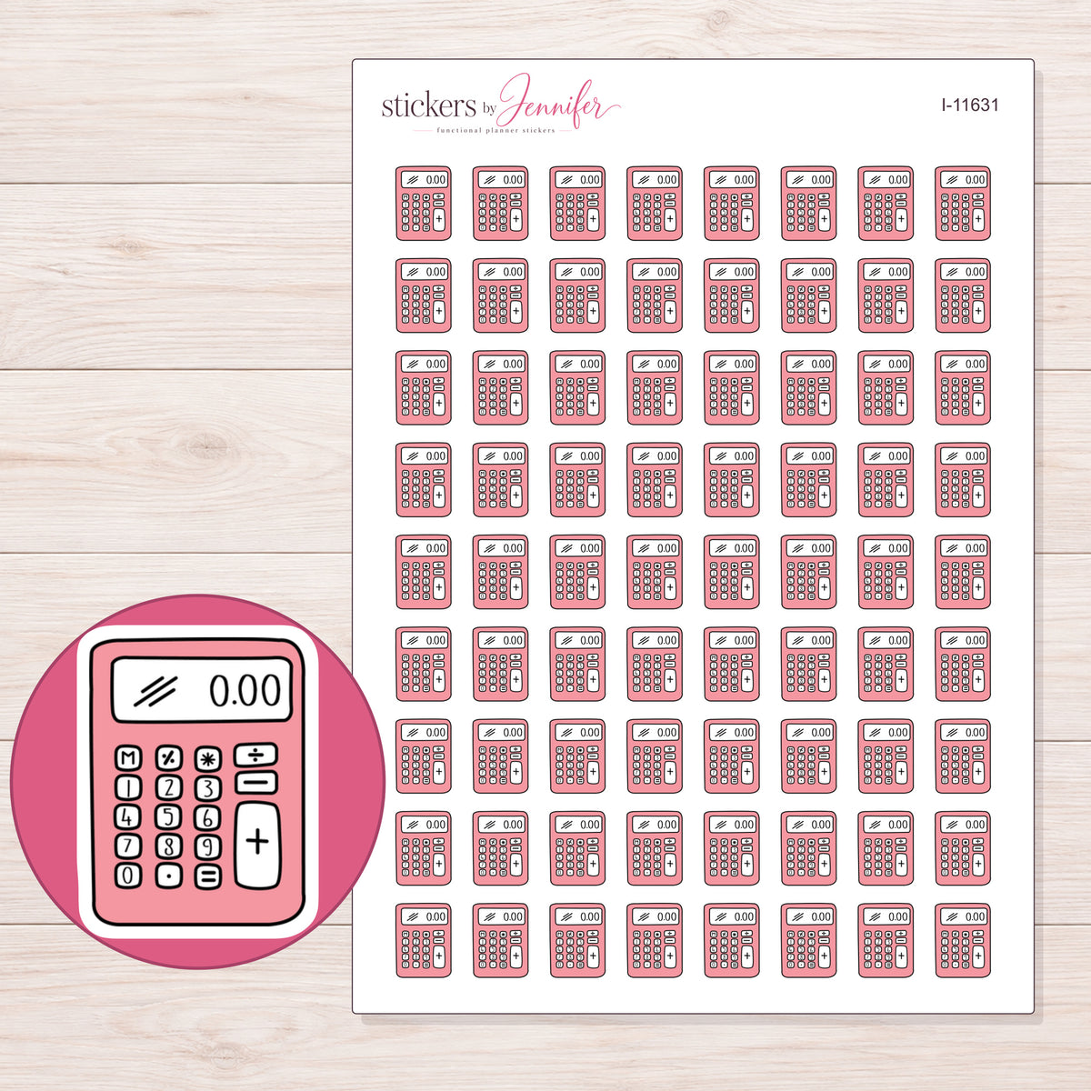 I-11631 planner sticker sheet with enlarged sticker detail